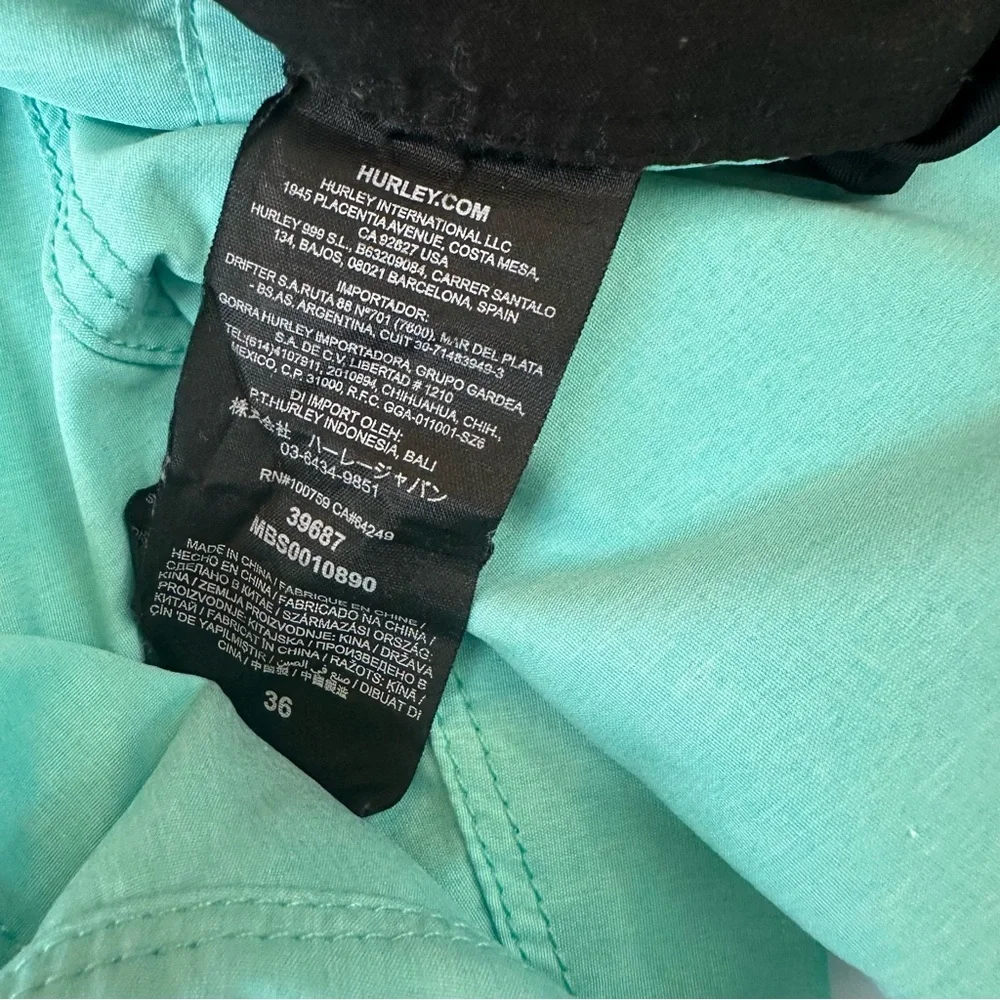 Hurley Board Shorts Teal 7” Inseam Tie Waist Swim Bathing Suit Men’s‎ Size 36